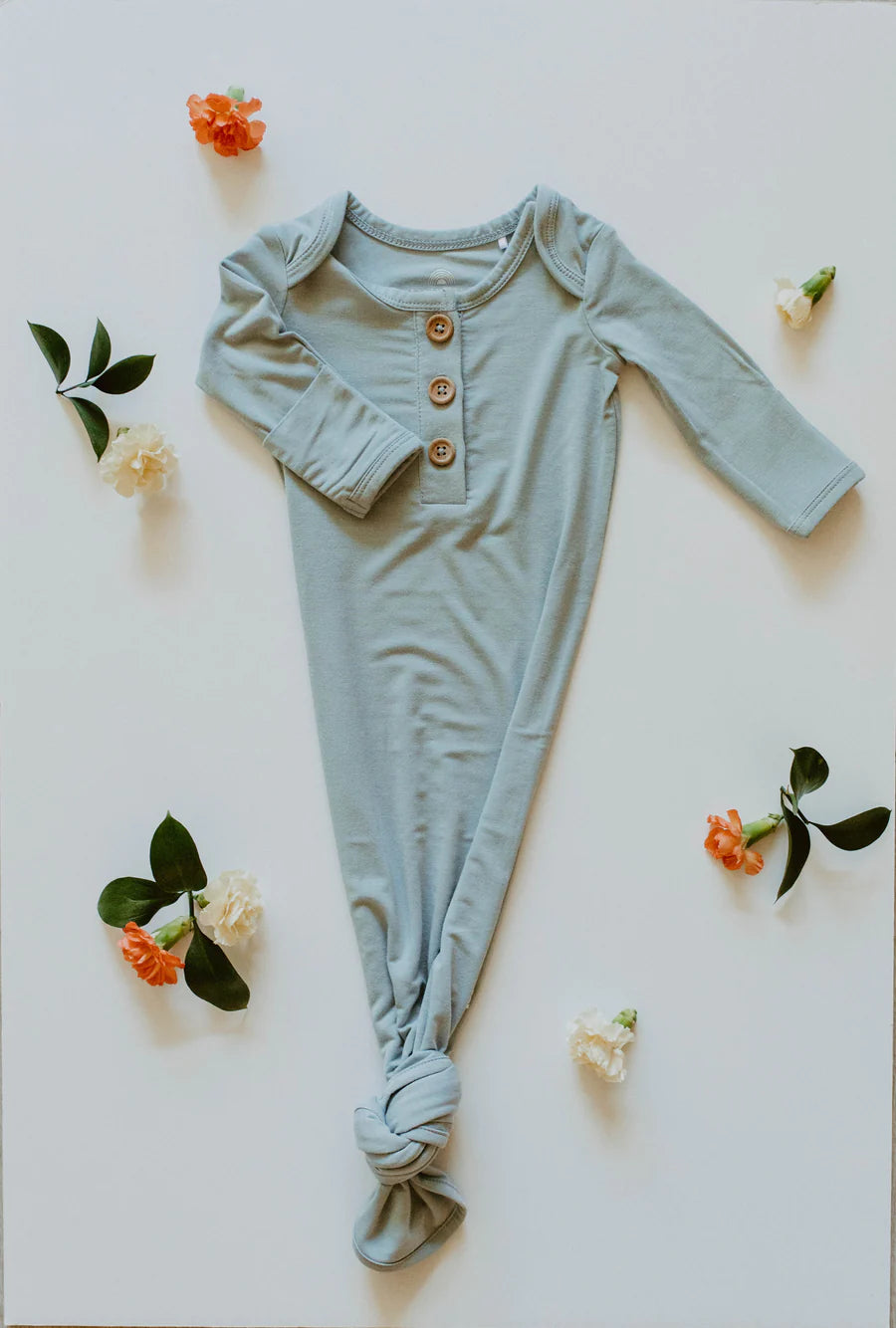 NEWBORN KNOTTED GOWN - DUSTY BLUE